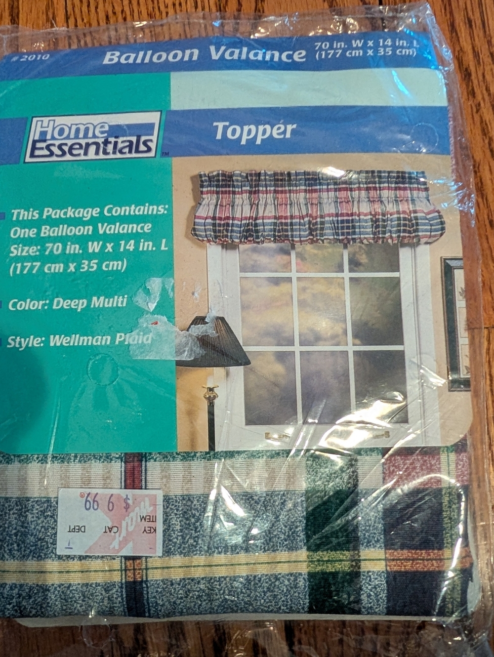 Balloon Valance Topper Home Essentials Vintage Kmart NOS Wellman Plaid 70"X 14"